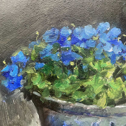 Quiet Flowers No.06 — Original Oil Painting of Blue Hydrangeas