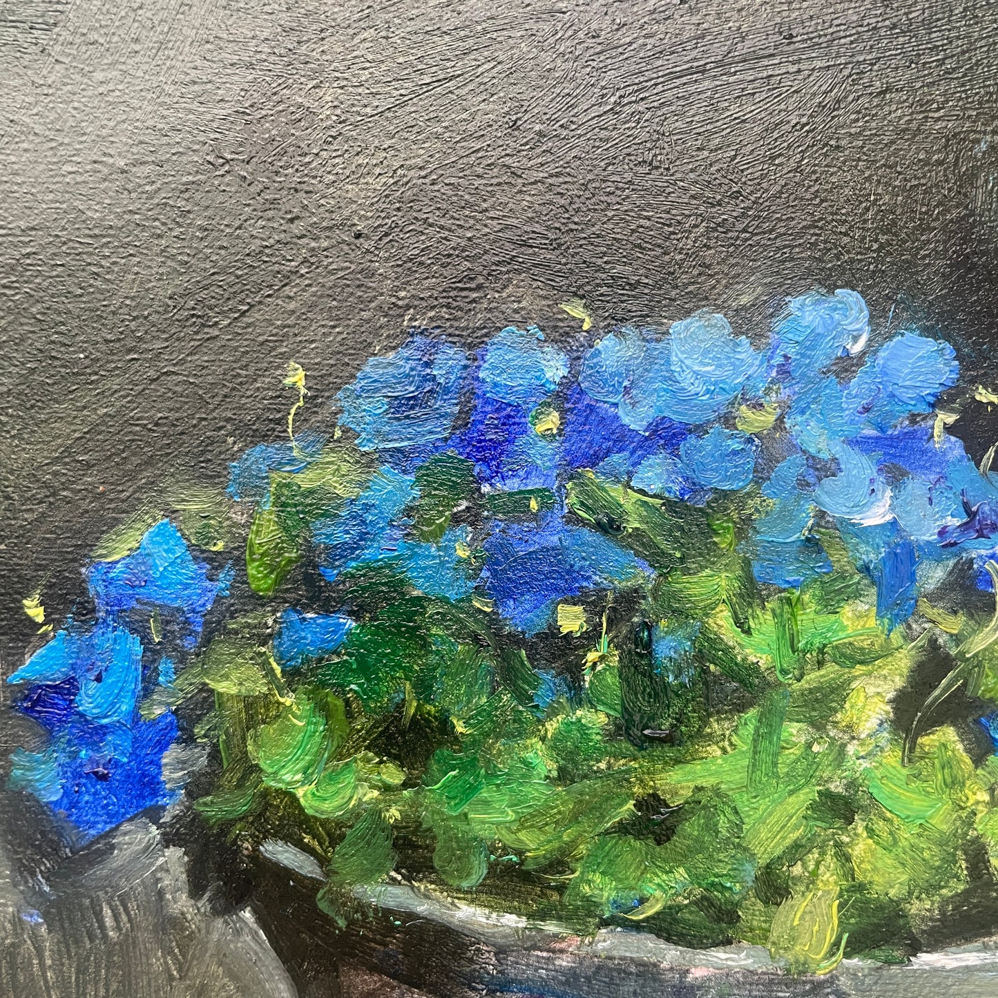 Quiet Flowers No.06 — Original Oil Painting of Blue Hydrangeas