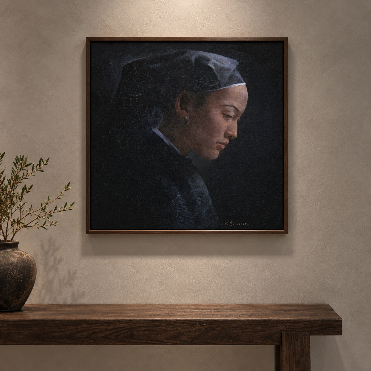 Quiet Profile — Woman Portrait Oil Painting of a Buyi Woman