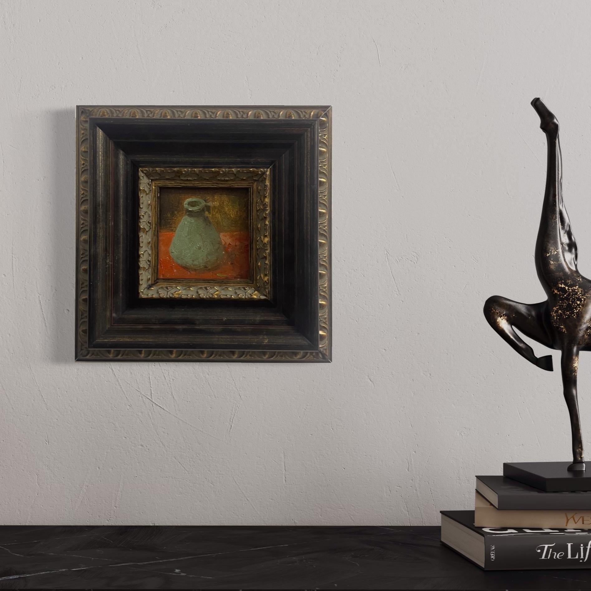 Framed original still life oil painting with vintage European character, suitable for refined and elegant home interiors.