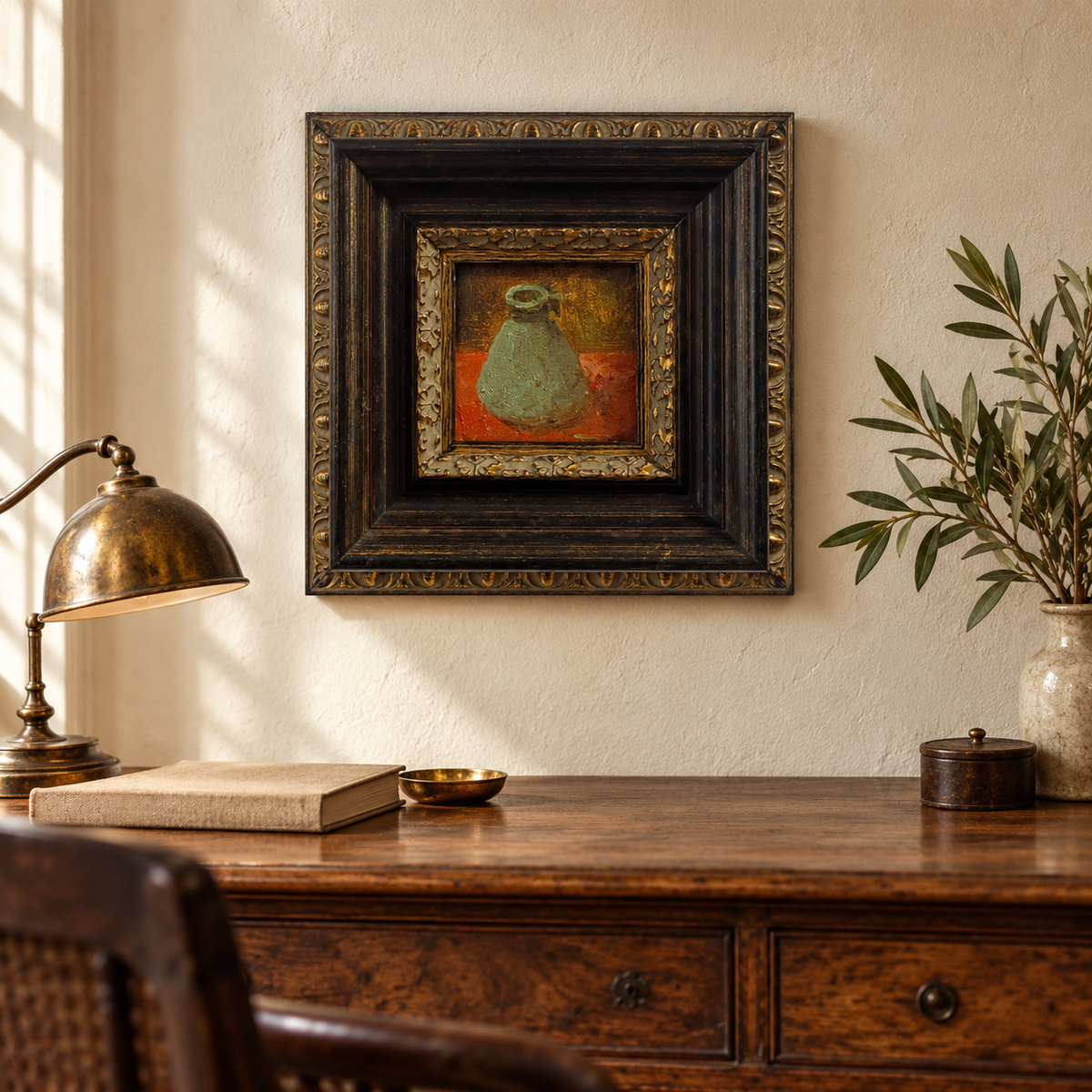 Green Vessel — Original Still Life Oil Painting