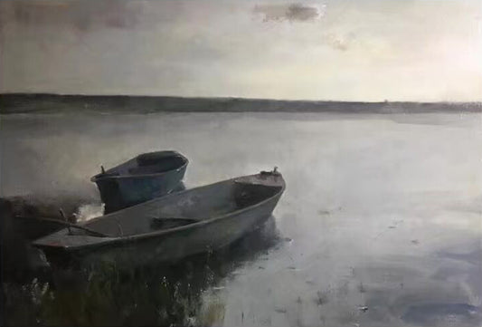 Boats on Still Water | Original Seascape Oil Painting