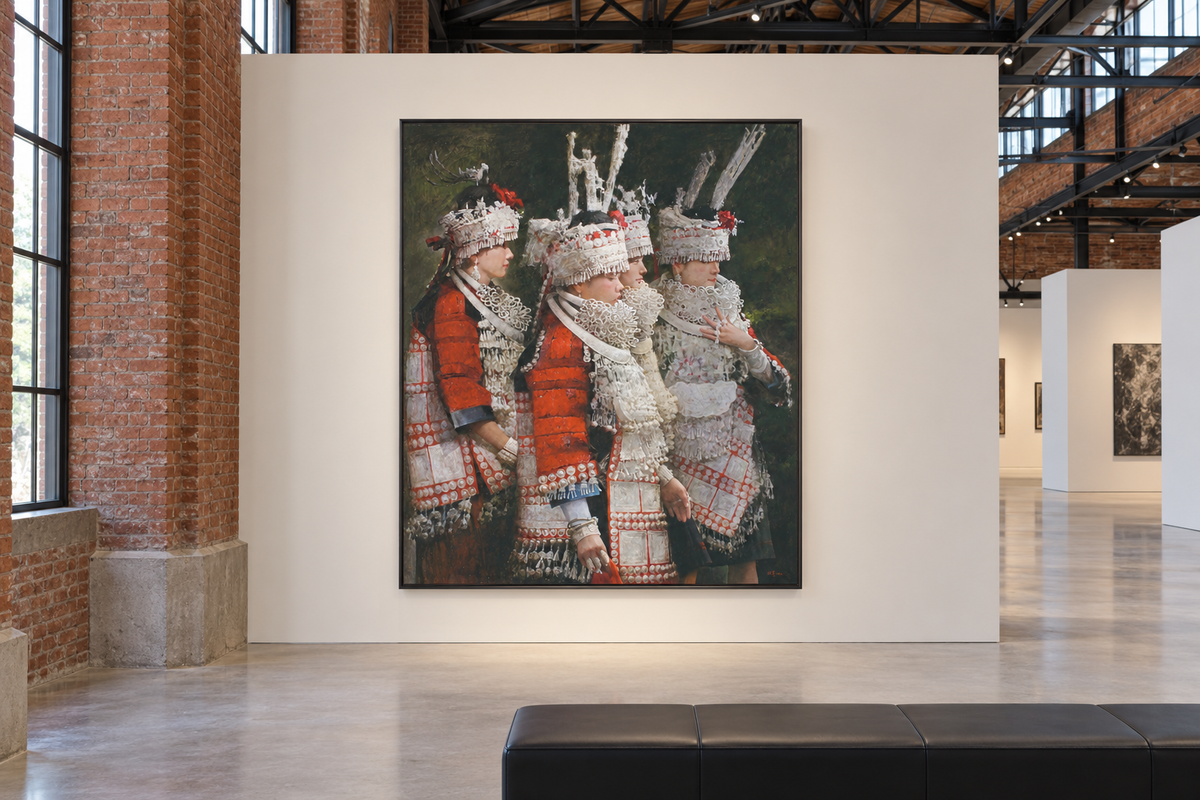 Miao Women in Profile — Figurative Oil Painting