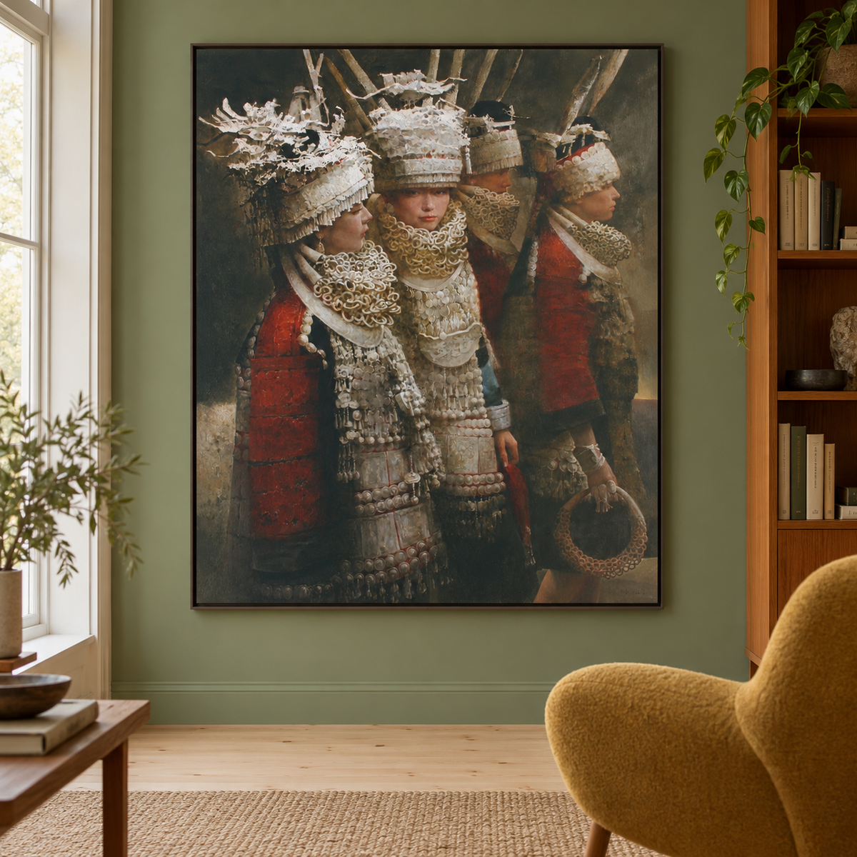 Women in Silver — Miao Women Group Figurative Oil Painting