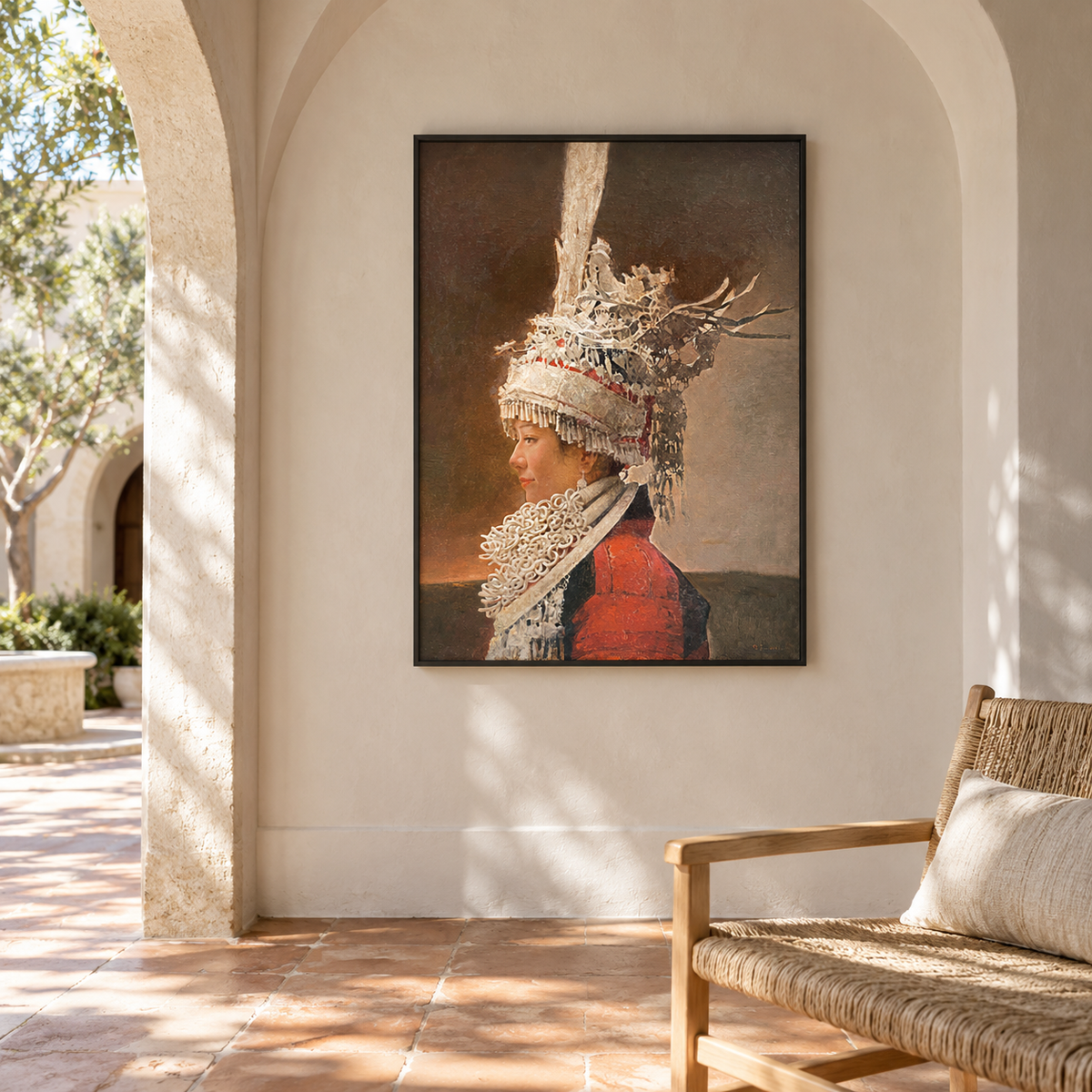 Side Profile in Silver and Red | Original Oil Portrait Painting