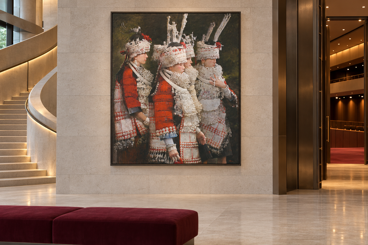 Miao Women in Profile — Figurative Oil Painting