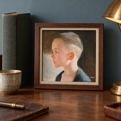 Profile of a Boy – Original Portrait Oil Painting by Yang Huaxi