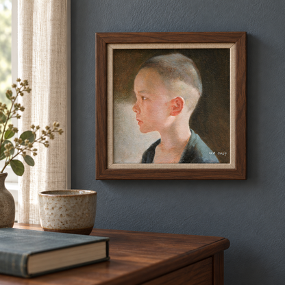 Profile of a Boy – Original Portrait Oil Painting by Yang Huaxi
