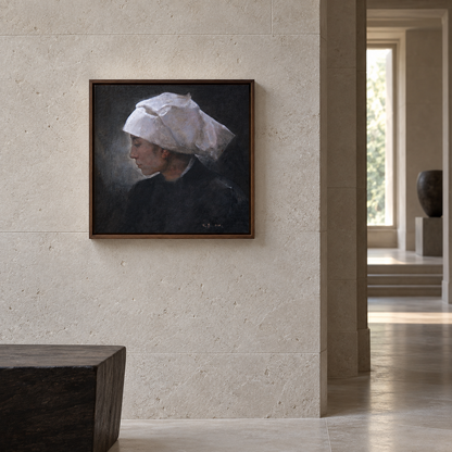 Woman in White Headscarf — Female Portrait Painting of a Buyi Woman