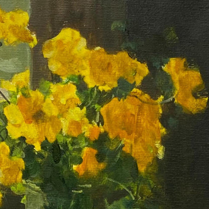 Yellow Flowers Oil Painting (Framed) – Original Botanical Still Life Artwork