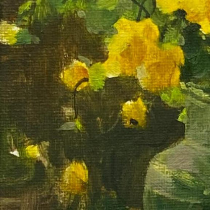 Yellow Flowers Oil Painting (Framed) – Original Botanical Still Life Artwork