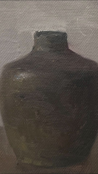Black Vessel — Original Still Life Oil Painting