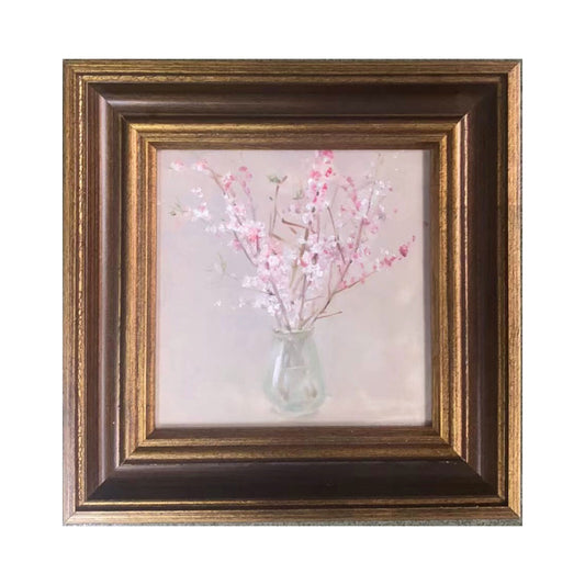 small pink blossom oil painting framed still life original artwork