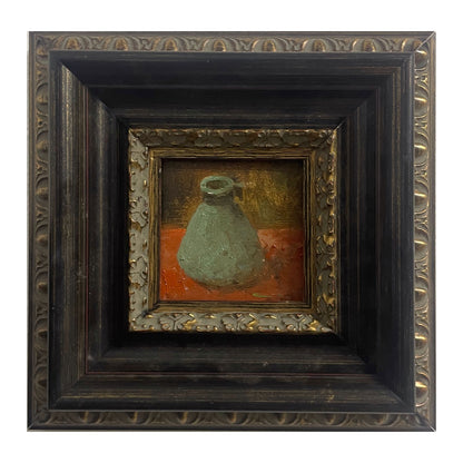 small still life oil painting vase framed original artwork warm tone