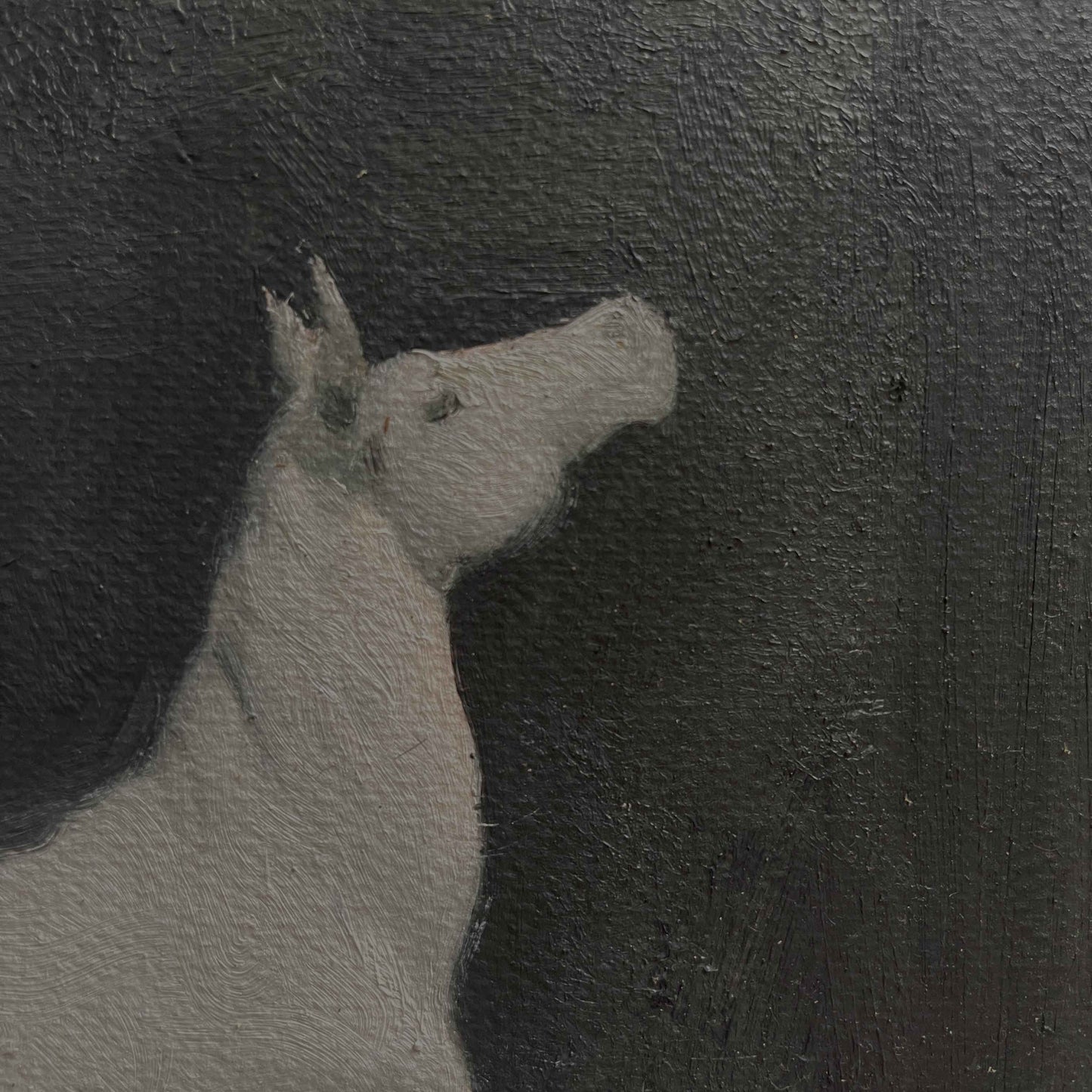 White Horse Oil Painting (Framed) – Original Animal Portrait Artwork