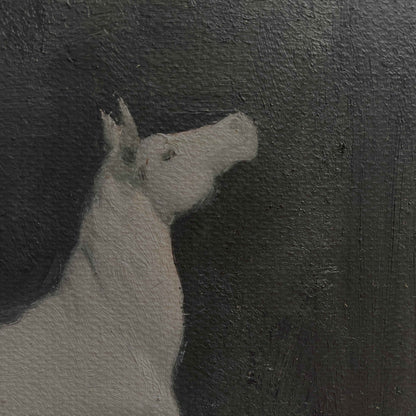 White Horse Oil Painting (Framed) – Original Animal Portrait Artwork