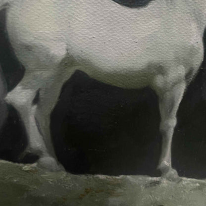 White Horse Oil Painting (Framed) – Original Animal Portrait Artwork